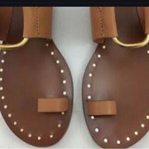 Tory Burch Brannon Studded Tan Sandals w/Golf Hardware-Authentic, Woman’s SZ:8